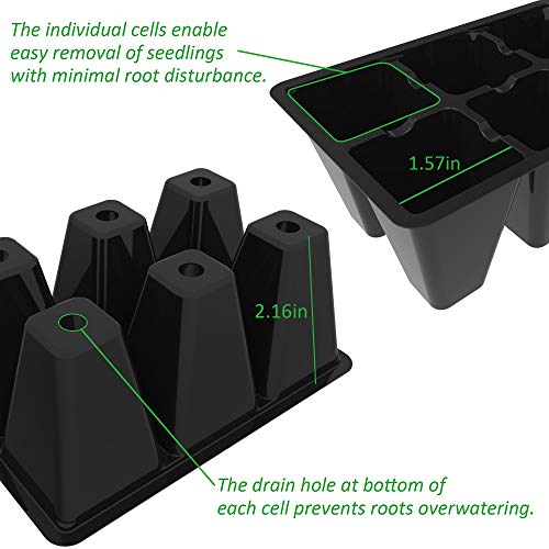Gardzen 120 Pack 6-Cell Seed Starting Tray for Seedlings, Plant Starter Trays with Drainage Holes for Seed Germination, 5.4x3.7 inches, Black - color: Black, size: 120 Pcs