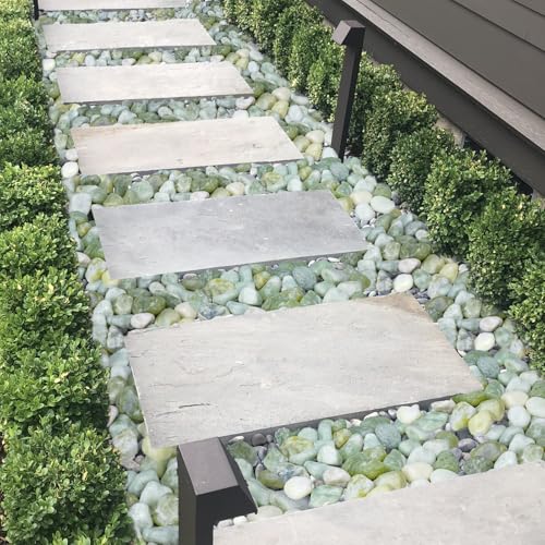 Pulovin 20 lbs Jade Pebbles for Indoor Plants, 2-3 Inch Polished River Rocks, Decorative Garden Rocks Outdoor Landscaping, Large Natural Stone for Walkways, Yard, Vases, Crafts - color: Jade 2-3 Inch