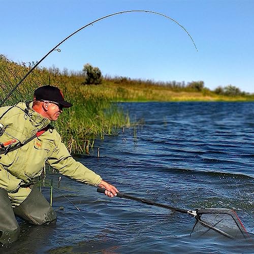 SAN LIKE Fishing Net Fish Landing Net Collapsible Fish Net with Anti-Slip Telescoping Rubber Pole Handle for Kids Adults in Saltwater Freshwater Multi-Size Extending to 37/42/43/51/69/71/89/98inch - color: 2pack-Aluminum pole,length 31" to 51"