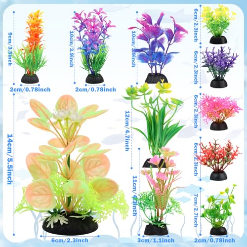 QUOZUO Fish Tank Accessories Aquarium Decorations Plastic Plants, 11cs Small Goldfish Turtle Tank Decorations Artificial Plants, Aquarium Decor Colorful Grass Plant - color: Multi Color