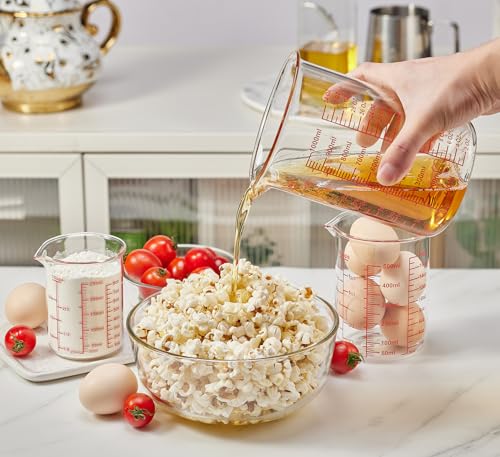 High Borosilicate Glass Measuring Cup-V-Shaped Spout，Glass Measuring Beaker for Kitchen or Restaurant, Easy to Read, 1000 ML (32 Oz, 4Cup) - size: 4Cup,1000ML