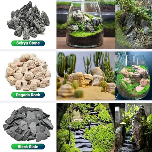 Natural Rocks Slate Stone 1-2.5 Inches Decorative Stones for Miniature Landscaping,Fairy Gardens,Bonsai,DIY Crafts,Aquariums & Reptile Terrariums-1lb - size: 1lb(1-2.5Inch)