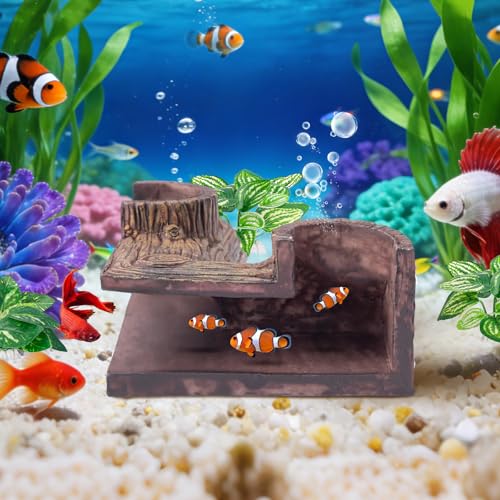 CousDUoBe Aquarium Cave | 90° Corner Fish Cave Viewing Tunnels Silk Aquarium Plants，Betta Fish Tank Accessories BPA-Free Premium Resin,Fish Tank Cave for Corners (5.3” x 2.7” x 2”) - size: Style B