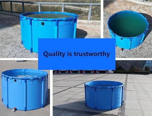 Folding PVC Fish Pond with Drain Valve - Portable Canvas Pool for Koi & Saltwater Fish - Ideal Temporary Outdoor Water Storage & Aquarium Solution - size: 1.5X0.4m