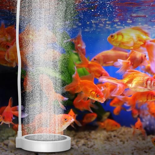 4 Inch Air Stone Kit for Aquarium & Hydroponics (2 Pack), Ultra-Silent Nano Bubble Diffuser with Heavy Base, High Dissolved Oxygen Aerator for 30-100 Gallon Fish Tank & DWC System