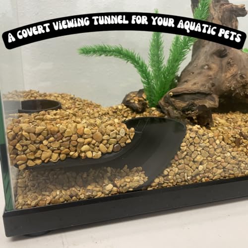 REEFSHAPE Aquarium Corner Tube Viewing Tunnel | Fish, Shrimp, Loaches Hideout for Aquariums | Unique Underground Tube Viewing Tunnel | Made in USA (Corner Tube, Black)