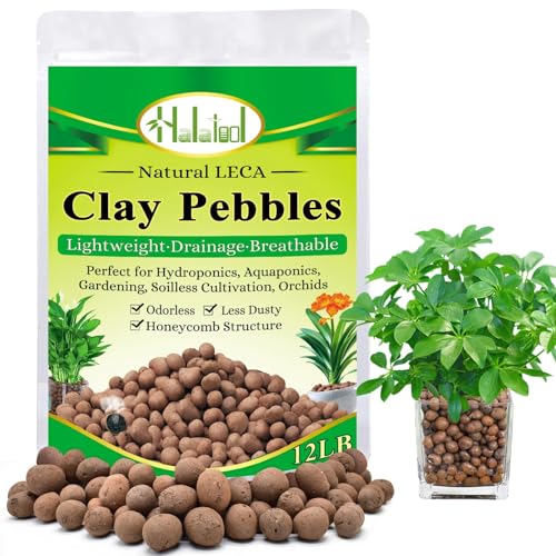 Halatool 12LB Expanded Clay Pebbles for Potted Plants Organic Lightweitht Clay Leca Balls for Hydroponics Gardening Orchids Drainage Decoration Aquaponics Aquariums - color: 12LB