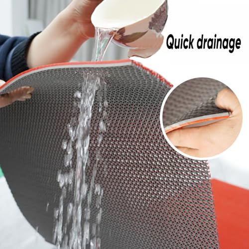PVC Drainage Floor Mat Non-Slip Commercial Wet Area Mat for Outdoor and Indoor Restaurant Kitchen Bar Swimming Pool Splash Matting Water Drain Flooring Mat (Grey and Red, 3FTX11FT) - color: Grey and Red