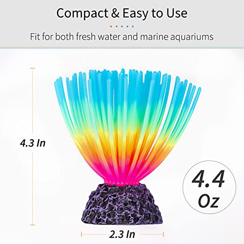 Uniclife Aquarium Imitative Iridescent Blue Sea Urchin Ball Artificial Silicone Ornament with Glowing Effect for Fish Tank Landscape Decoration - color: Blue Sea Urchin