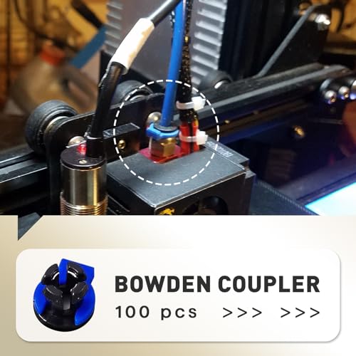 100PCS Bowden Tube Coupler Set - 1.75 Bowden Tube Coupling Collet Clamp Clip Bowden Collet and Clip Set for 3D Printer Accessories, Bowden Coupling Clip Fixed 4 mm Tube Filament Printer Parts - color: 100-PACK