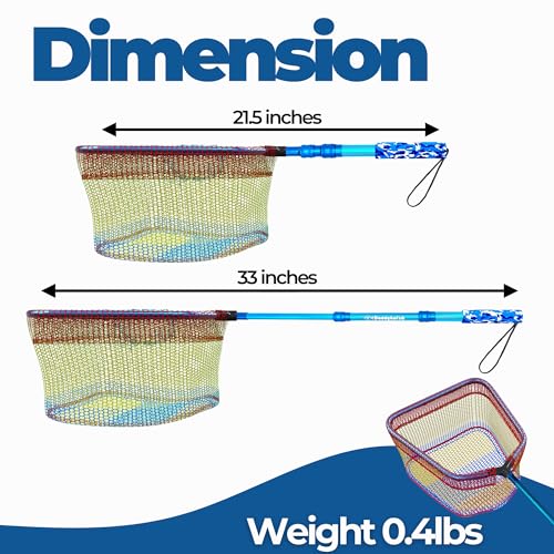 DaddyGoFish Kids Fishing Net - Extendable Telescopic Landing Net for Boy Girl Children Catching Small Fish Crab Shrimp Minnow Dragonfly Beach Pier Lake River Ocean - color: Style 2 (2 Pack, Blue + Green)