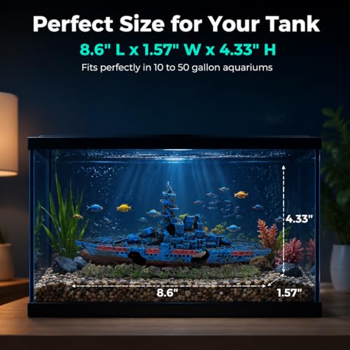 Mipukbay Shipwreck Aquarium Decorations, Resin Fish Tank Artificial Rock Ornament for Freshwater/Saltwater, Safe Landscape Hideout for Betta Fish, Goldfish and Aquatic Pets - size: Shipwreck