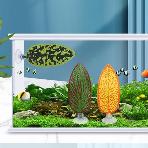 HIERYAN 3 Pack Betta Fish Leaf Aquarium Plant Leaves, Hammock Plant Leaf Pad Fish Spawning Grounds Breeding Resting Bed