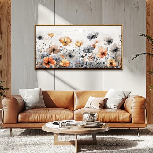 ZUITINGHUA Large Wood Framed Wall Decor For Living Room Canvas Wall Art For Office Modern Wall Decorations For Bedroom Flowers Landscape Paintings Farmhouse Pictures Artwork Home Decor 24x48 In - color: Flowers Wood Framed 1, size: 48"L x 24"W