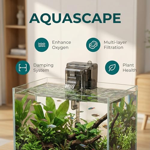 Slim Aquarium Filter 42 GPH Small Fish Tank Filter for 2.5 to 5 Gallon Tanks, Adjustable Flow Pre-Filter Sponge for Betta, Shrimp, Turtle Nano Reef Ideal Fish Tank Pump