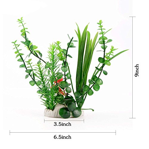 CNZ Aquarium Decor Fish Tank Decoration Ornament Artificial Plastic Plant Green 9" Tall