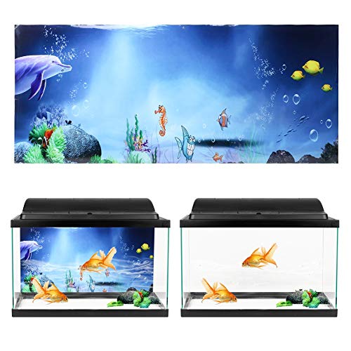 Aquarium Background Wall Sticker, PVC Self Adhesive Fish Tank Decoration, Thick Non Glare Fadeless Design with High Transparency for Freshwater and Saltwater (61 * 30cm) - size: 61*30cm