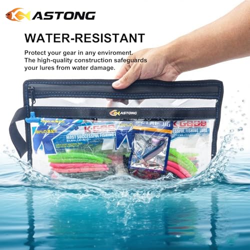 2 Layer Water-resistant Fishing Bait PVC Clear Storage Bag BaitShield Tackle Bag Storage for Bait Tackle Lures Soft Plastics and Fishing Gear Large Capacity 2 Size (2Pcs Medium+2Pcs Large)