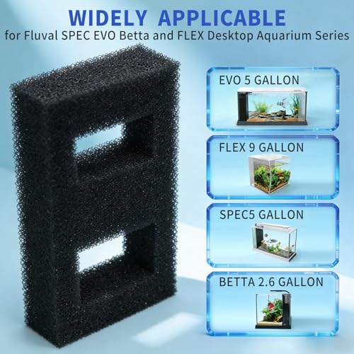 2 Set A1376 Aquarium Filter Media for EVO Betta Fluval SPEC Flex Desktop Aquarium Series Foam Replacement Set Includes 2 Foam Filter 2 Carbon Refills 2 Ceramic Rings 2 Brushes and Filter Cord