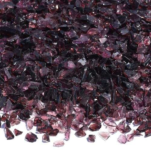 QYGL Crushed Glass for Resin Art, DIY Crafts, and Home Decor - 0.9LB Purple Broken Glass Pieces 3-6mm, for Vase Fillers, Tabletop Fire Pit, and Aquarium Rocks - color: Purple