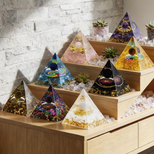 2inches Pyramid Decor Natural Crystal Energy Generator Pyramid Chakra Energy Crystal Pyramid Yoga Meditation Tool for Home Decoration Fengshui Ornaments Gift(2 inches-7 PCS) - color: 2 Inches Pyramid-7 Pcs