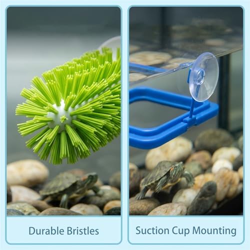 Turtle Brush, Turtle Tank Decor with Suction Cup, 5-Piece Aquarium Cleaning Kit for Turtle Habitat Maintenance, Turtle Tank Decorations with Durable TPR and PP Materials