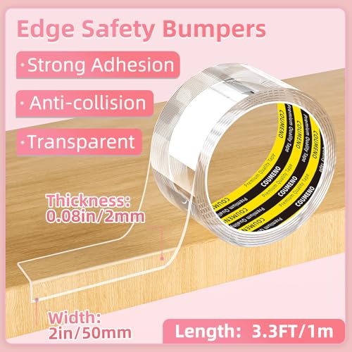 Clear Edge Protector & Corner Guards,2in（W x 3.3FT(L), Baby Proof Corner Protectors for FurnitureTable Bumper for Baby Safety, Sharp Edge Protector for Drawers, Tables, Cabinets - size: 2inX3.3FT