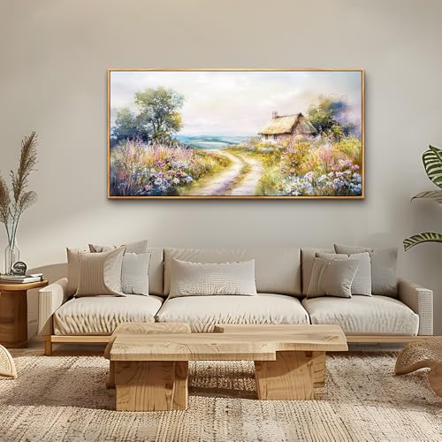 ZUITINGHUA Large Wood Framed Wall Decor For Living Room Canvas Wall Art For Office Modern Wall Decorations For Bedroom Country Road Landscape Painting Farmhouse Pictures Artwork Home Decor 24x48 In - color: Country Road Wood Framed, size: 48"L x 24"W