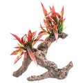 Aquatop Aquarium Decoration, Fiery Red Plant on Resin Driftwood, 6" Wide X 7" Tall