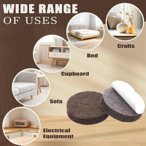 Yelanon Felt Furniture Pads -56 Pcs(1+2)” Premium Felt Pads for Chair Legs Furniture, Floor Protectors for Hardwood Floors,Brown - size: 56 pcs 1" & 2" Mixed Brown
