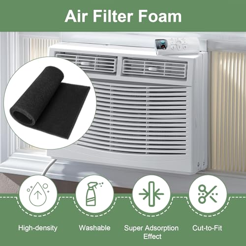 Air Filter Foam Sheet Material Replacement for UNI 12" x 24" x 3/8" 40PPI Coarse Foam Pad Pre Filter Media Washable, Cut to Fit Air Conditioner, Purifier, Aquarium (Black)
