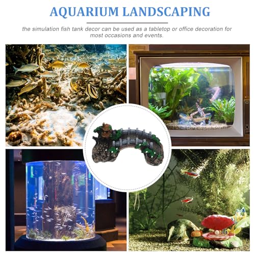 Totority Fish Tank Decor Arch-Bridge with Grass for Aquarium Landscaping Decoration