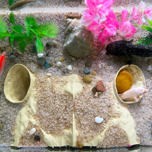 Aquarium Hidden cave，Small Bottom-Dwelling Fish&Shrimp Safe Hiding Hole，Underground Double-Hole Hiding Tunnel，3D Printed， Fish Tank Decoration Accessories (Large Size) (Grey) - color: Gray