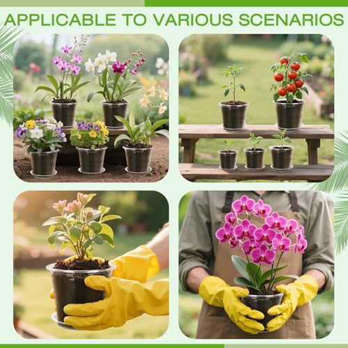 7/6/5/4/3 Inch Clear Nursery Pots with Drainage Trays, 25 Pack Plastic Pots for Plants, Clear Pot for Seed Starting, Transplanting, Succulents, and Indoor Gardening (3+4+5+6+7 inch) - size: 3+4+5+6+7 inch