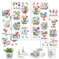 UV DTF Cup Wraps, 4 Sheets Summer Cocktail 16oz Glass Cups, Clear Transfer Stickers for Tumblers and Bottles, Assorted Pattern Set - style: Summer Cocktail