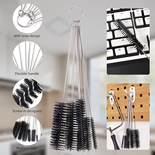 10 Pcs Tube Cleaning Brushes Kit Straw Cleaning Kit Metal Pipe Brush Cleaner, Lab Cleaning Brushes Wire Bottle Brush for Lab Tube, Auto Parts, Bottles and Pipes, 10 Sizes