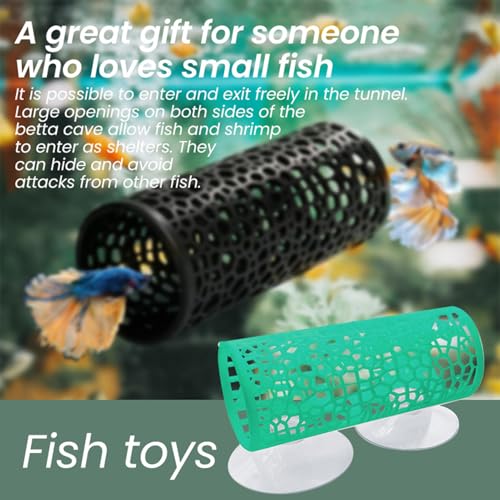 Sleek Black Betta Fish Tunnel Cave - Decorative Hollow-Out Aquarium Hideout Ornament for Freshwater Fish Tanks, Perfect for Betta Fish to Play, Explore and Rest in Stylish Aquatic Decor - color: Black