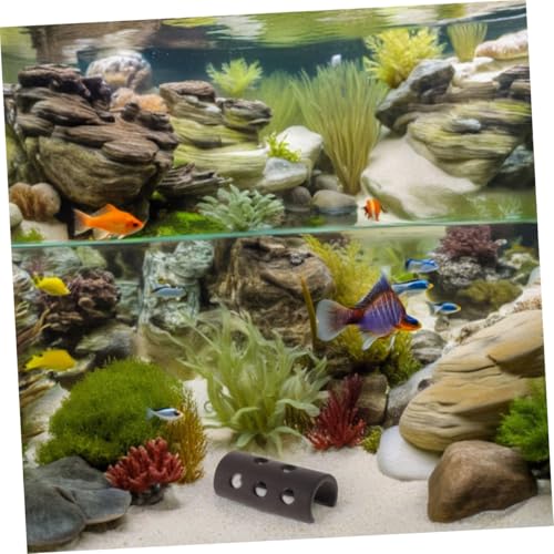 2pcs Aquarium Shrimp Hide Cave and Betta Fish Breeding Shelter, Ceramic Fish Tank Decorative House for Hiding and Spawning, Red Clay Tree Stump Design, Suitable for Freshwater