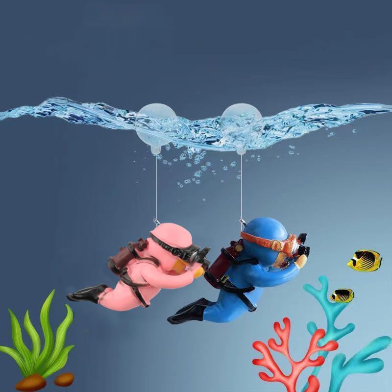 2 Pack Floating Fish Tank Decorations, Aquarium Decorations, Floating Device Fish Tank Accessories, Suitable for All Kinds of Fish Tanks(Blue& Pink)