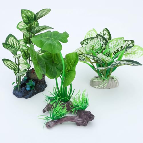 ONEST 3 Pieces Aquarium Decorations Aquatic Water Grass Foreground Ornament Set Fish Tank Artificial Plastic Plants Decorations for Fish Tank - color: 3 Pieces