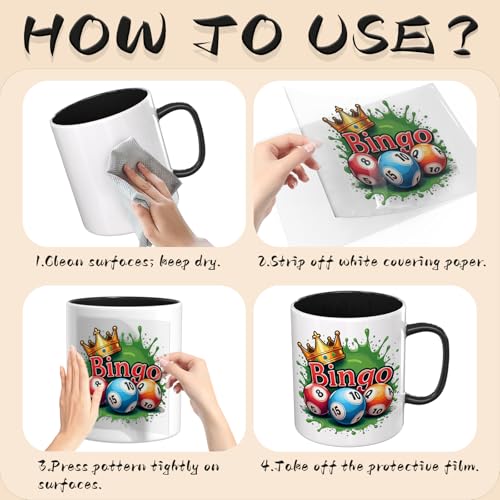 UV DTF Cup Wraps, 4 Sheets Bingo Quotes 16oz Glass Cups, Clear Transfer Stickers for Tumblers and Bottles, Assorted Pattern Set - style: Bingo Quotes