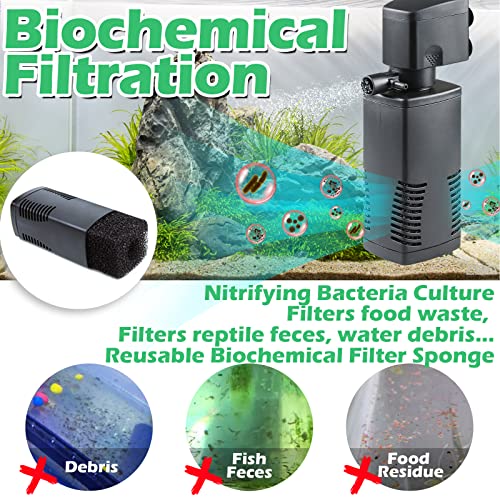 TARARIUM Fish Tank Filter for 15-40 Gallon Tank Crystal Clear Powerful Internal Aquarium Filters Submersible Pump& Filter System Turtle Tank Accessories - size: JP-022F(160GPH)for 15~40 Gallon