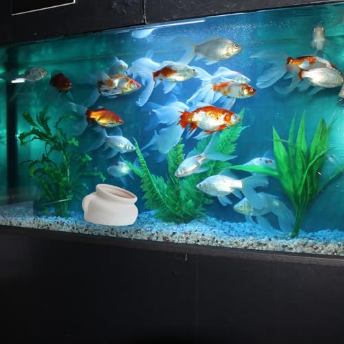 AnRui Pottery Jar Natural Fish Tank Decortation Aquarium Decor Betta Cave Hideout Ornament Accessories for Fish, Shrimp, for Fish Tanks of 5/10/15 Gallons, Beige