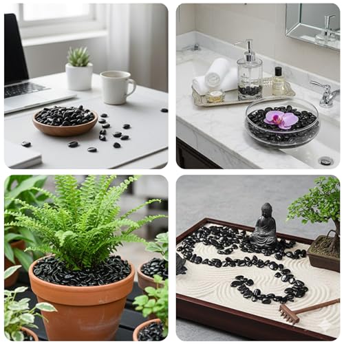 Crystal Chips Stone-Aquarium Rocks Decor,Fish Gravel,Tumbled Stone Chips for Aquascape Vase Filler,DIY Crafts,Indoor Plants - color: Black