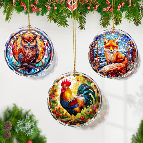 Chicken Stained Glass Ornament, Christmas Tree Decorations, Holiday Present Ideas, Gift Exchange - color: Rooster