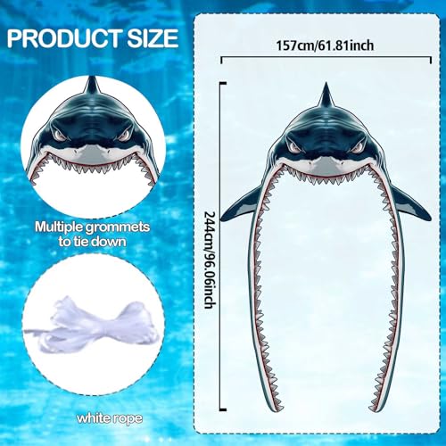 Zliisang Shark Door Cover Banner Ocean Theme Shark Party Decorations Summer Sea Birthday Backdrop for Wall Indoor Home Decor Photoshoot Props