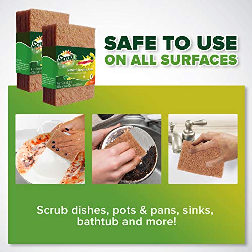 SCRUBIT Natural Scouring Pads (12 Pack) - Eco Friendly Scrubbing Pads for Kitchen Cleaning, Dishes, and Pots - Non-Scratch Kitchen Scrubbers - 100% Natural Sisal Fibers (12 Pack)