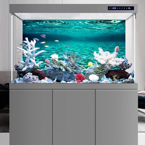 YongFoto Fish Tank Background 30x12 inch Turquoise Clear Water Ripple Lakebed Undersea Ocean Floor Underwater Seabed Polyester Backdrop Reptile Habitat Terrarium Aquarium Background - color: Underwater 4, size: 30x12inches