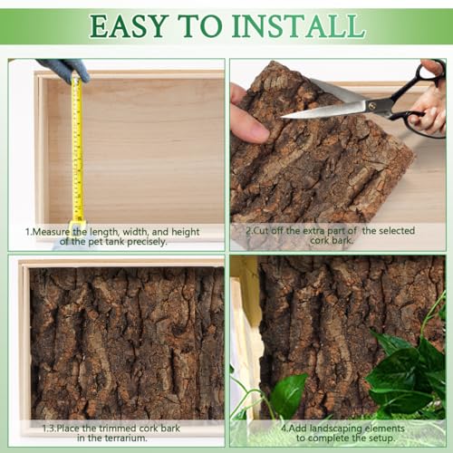 SHINEOFI 4Pcs Cork Bark Reptile Terrarium Background Aquarium Decor for Gecko Lizard Frog Bearded Dragon Tank Natural Tree .90X5.90X0.78In