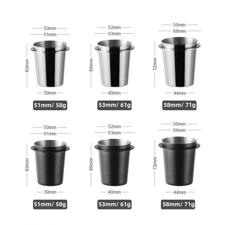 Coffee Dosing Cup 58mm, Stainless Steel Dosing Cup Compatible with All 58mm Portafilter, Coffee Powder Cup, Coffee Powder Feeder, Coffee Machine Accessories(Black, 58mm) - color: Black, size: 58mm